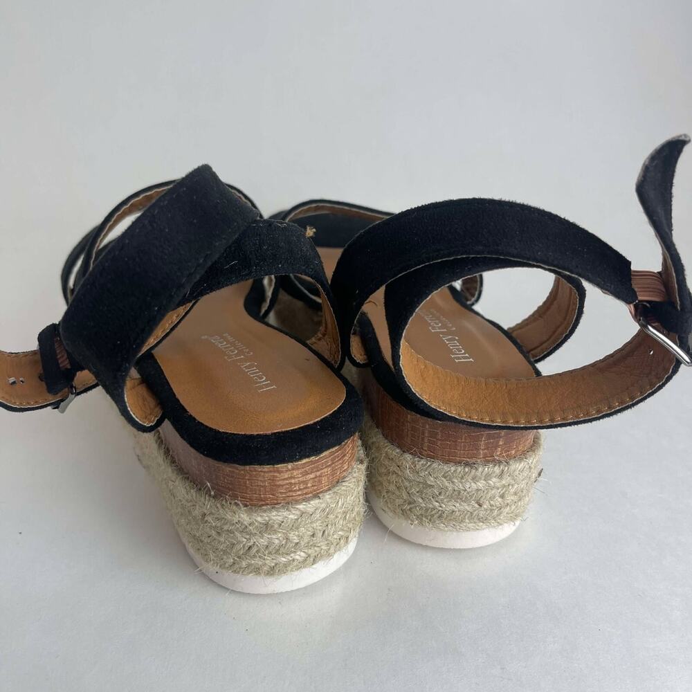 Henry Ferrera Collection Elda Womens Wedge Sandal Black Size 7 - Picture 7 of 14